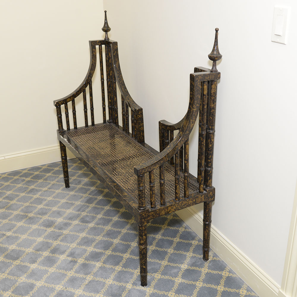 Faux Tortoise Wood Entryway Bench