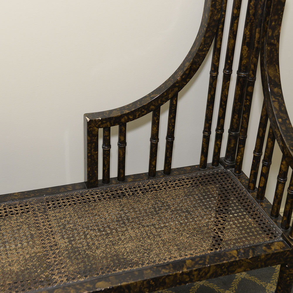 Faux Tortoise Wood Entryway Bench