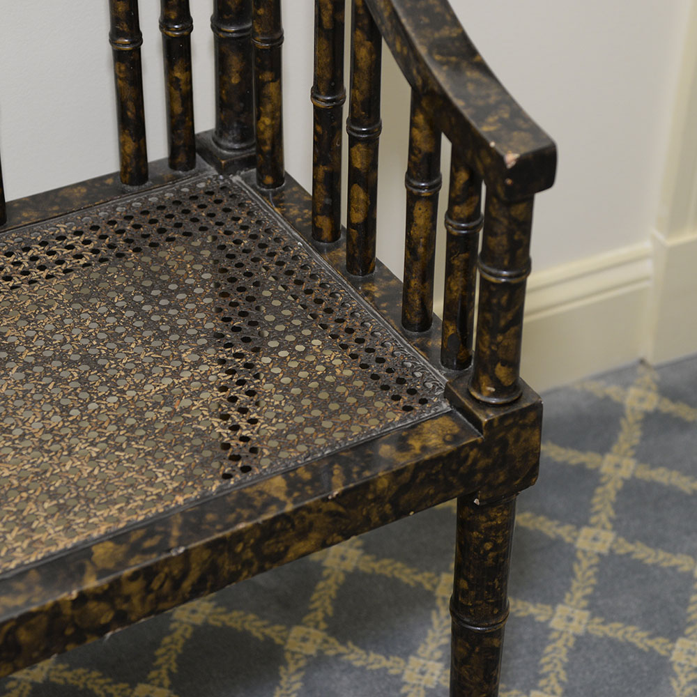 Faux Tortoise Wood Entryway Bench