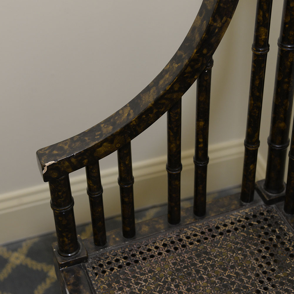 Faux Tortoise Wood Entryway Bench