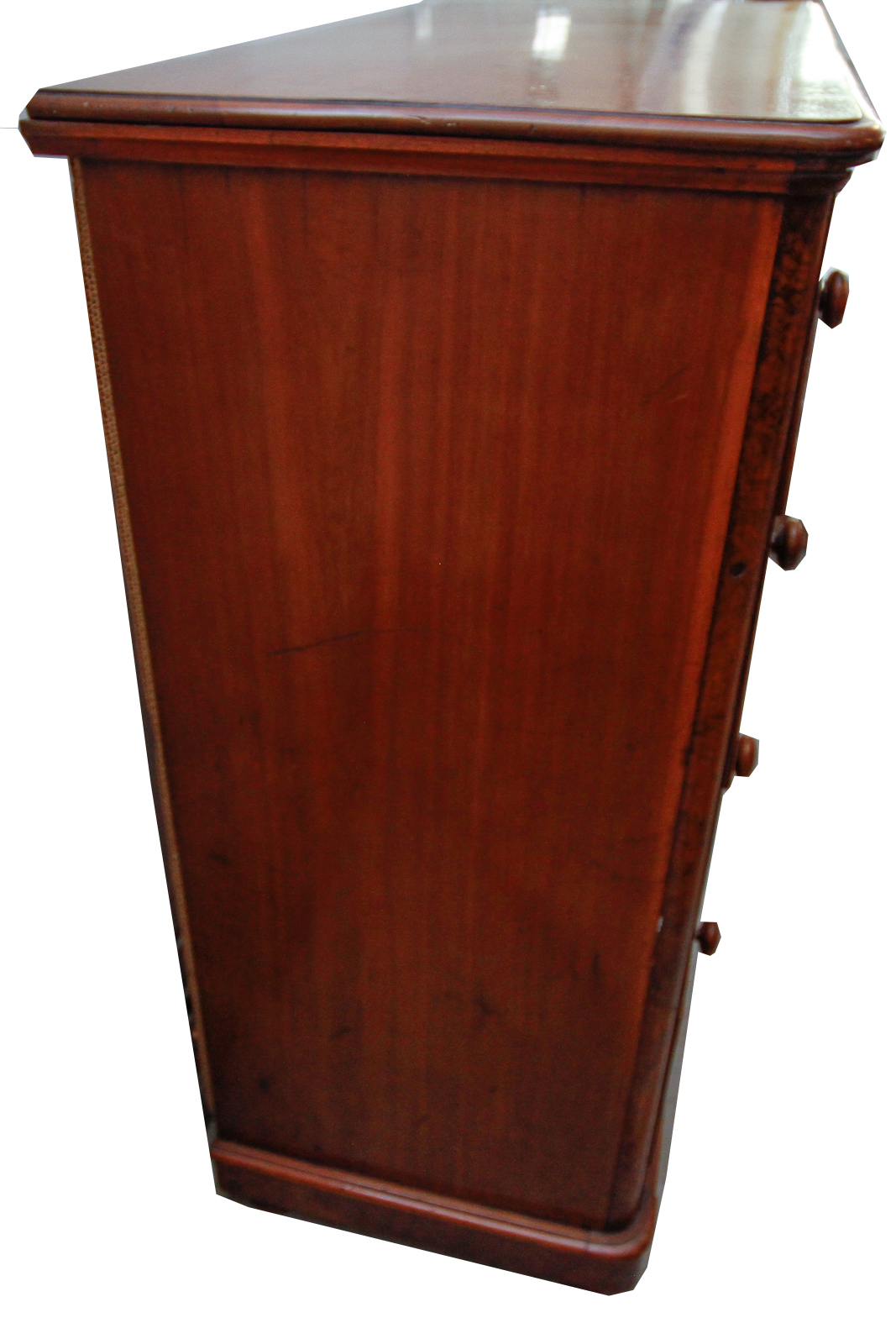 Antique English Burlwood and Mahogany Chest of Drawers, c. 1880