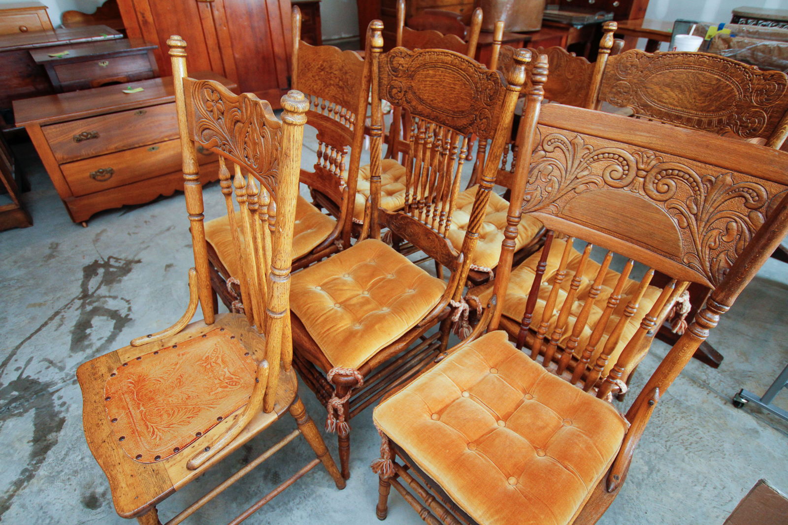 Vintage  Pressed Back Dining Chairs