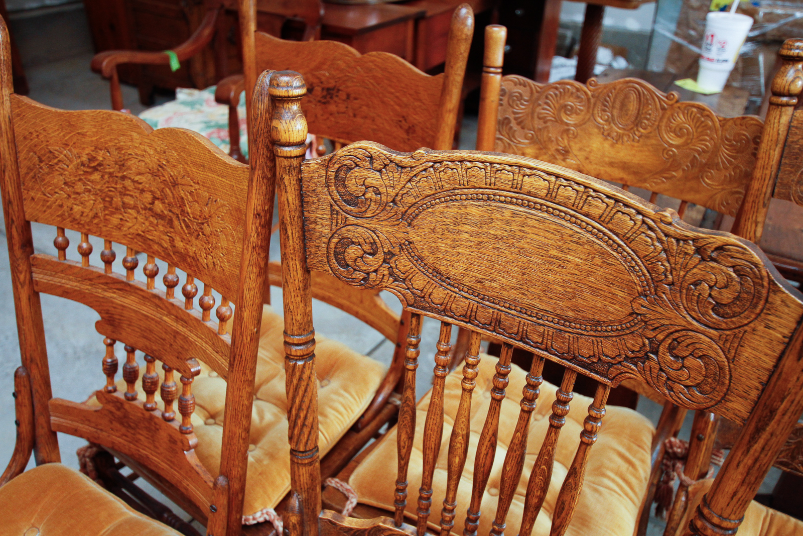 Vintage  Pressed Back Dining Chairs