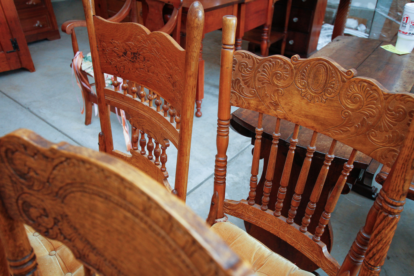 Vintage  Pressed Back Dining Chairs