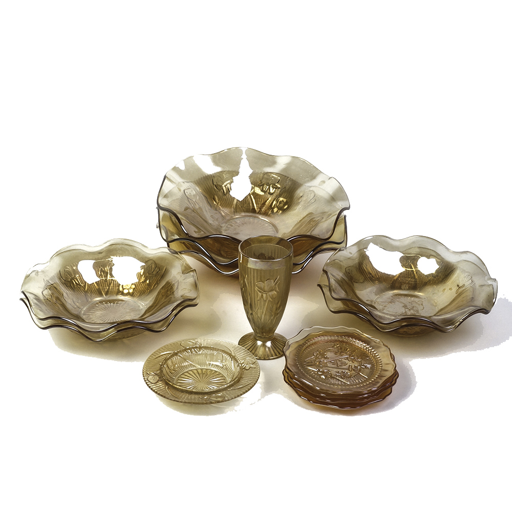 Jeannette "Iris Iridescent" Depression Glass Tableware