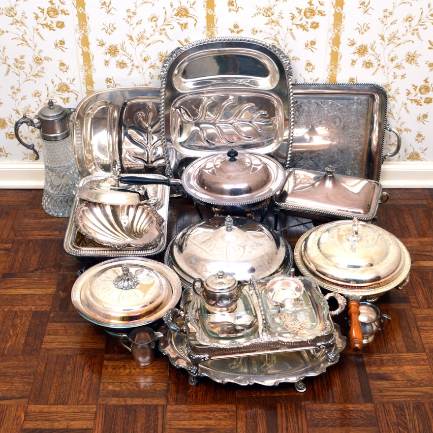 Generous Assortment of Vintage Silver Plate Servingware