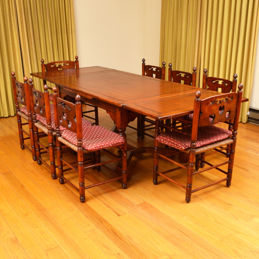Vintage French Country Style Drop Leaf Dining Table With Chairs