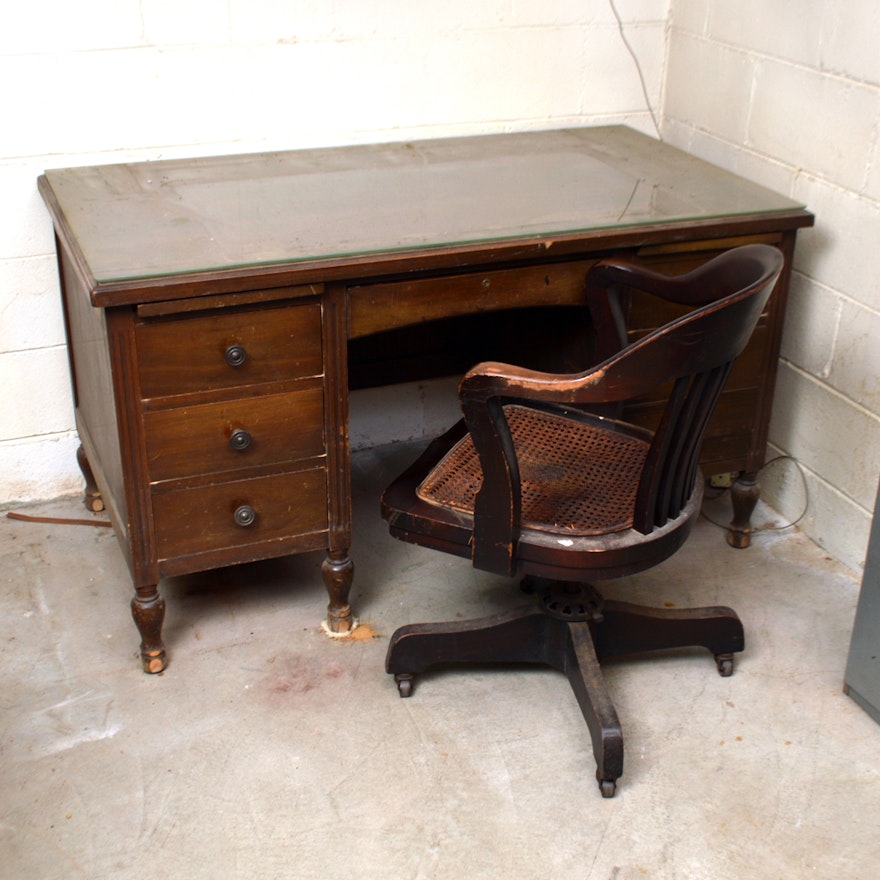 Vintage Walnut Desk by Indiana Desk Company