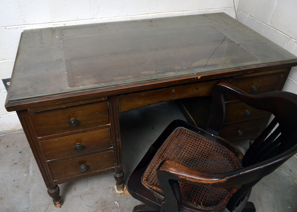 Vintage Walnut Desk by Indiana Desk Company