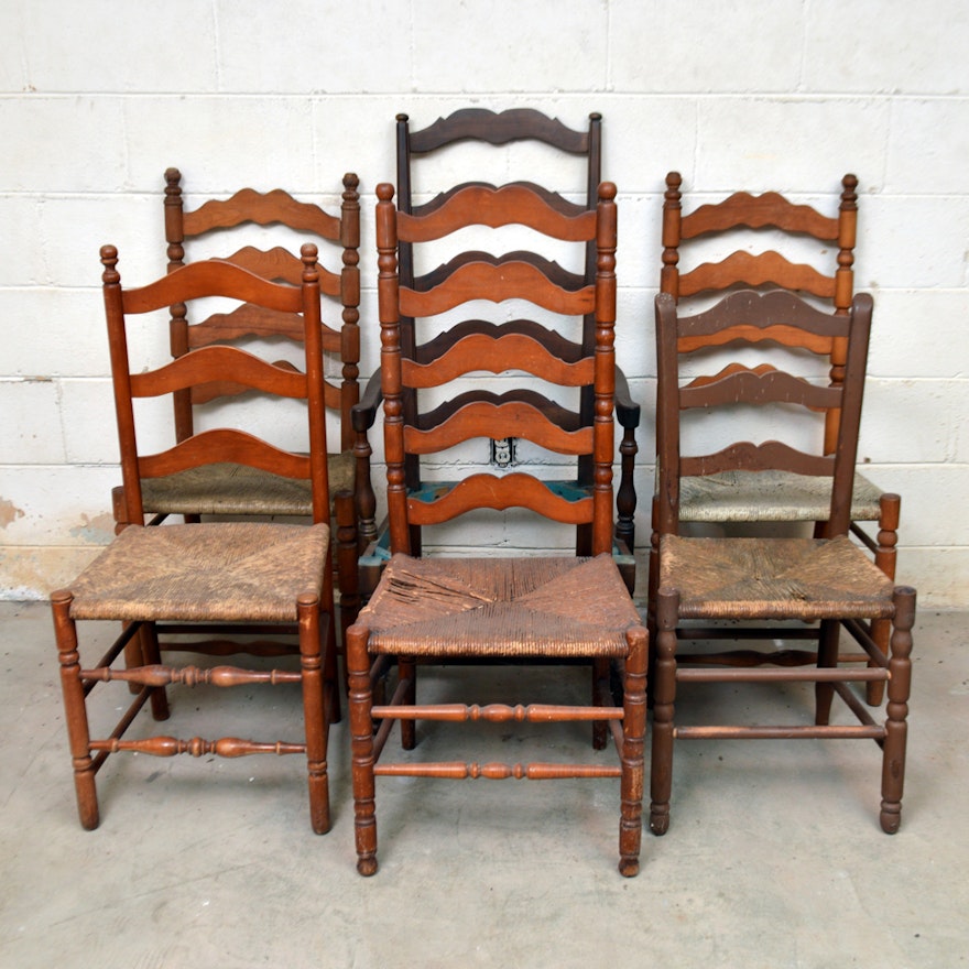 Grouping of Vintage Ladderback Chairs