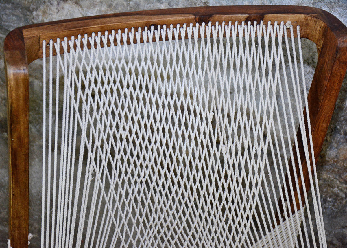 Danish Modern Style String Chair with Footrest