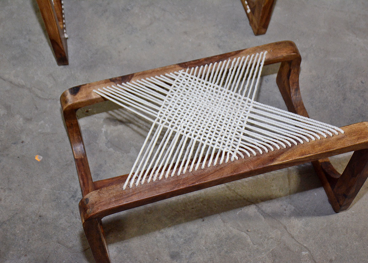 Danish Modern Style String Chair with Footrest | EBTH