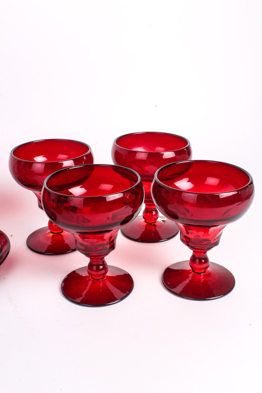Viking Glass Company "Georgian" Ruby Tableware