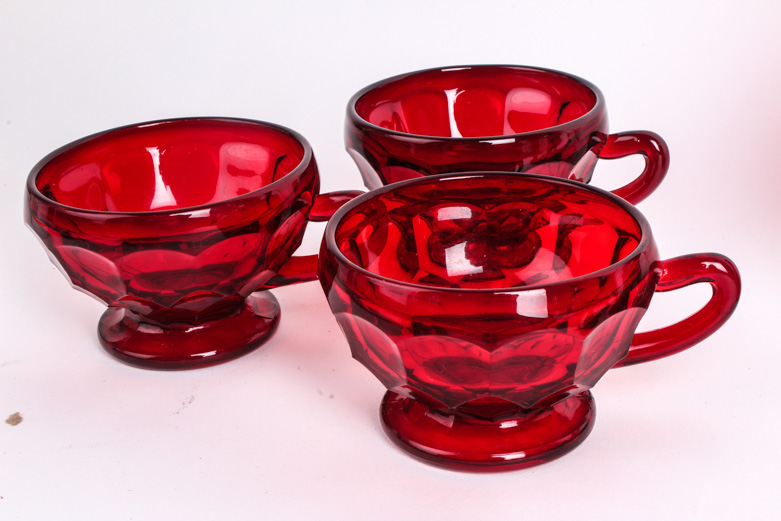 Viking Glass Company "Georgian" Ruby Tableware