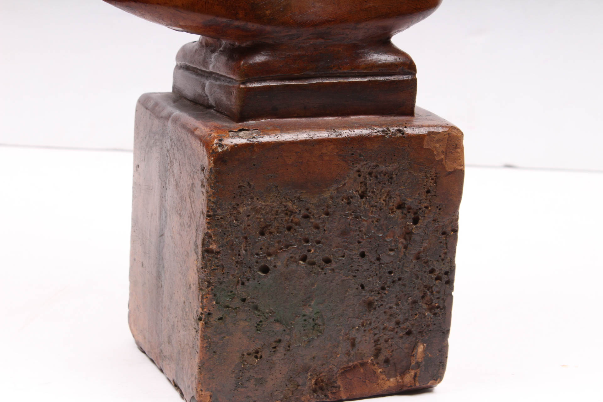 Hand Carved Wooden Bust of Young Girl