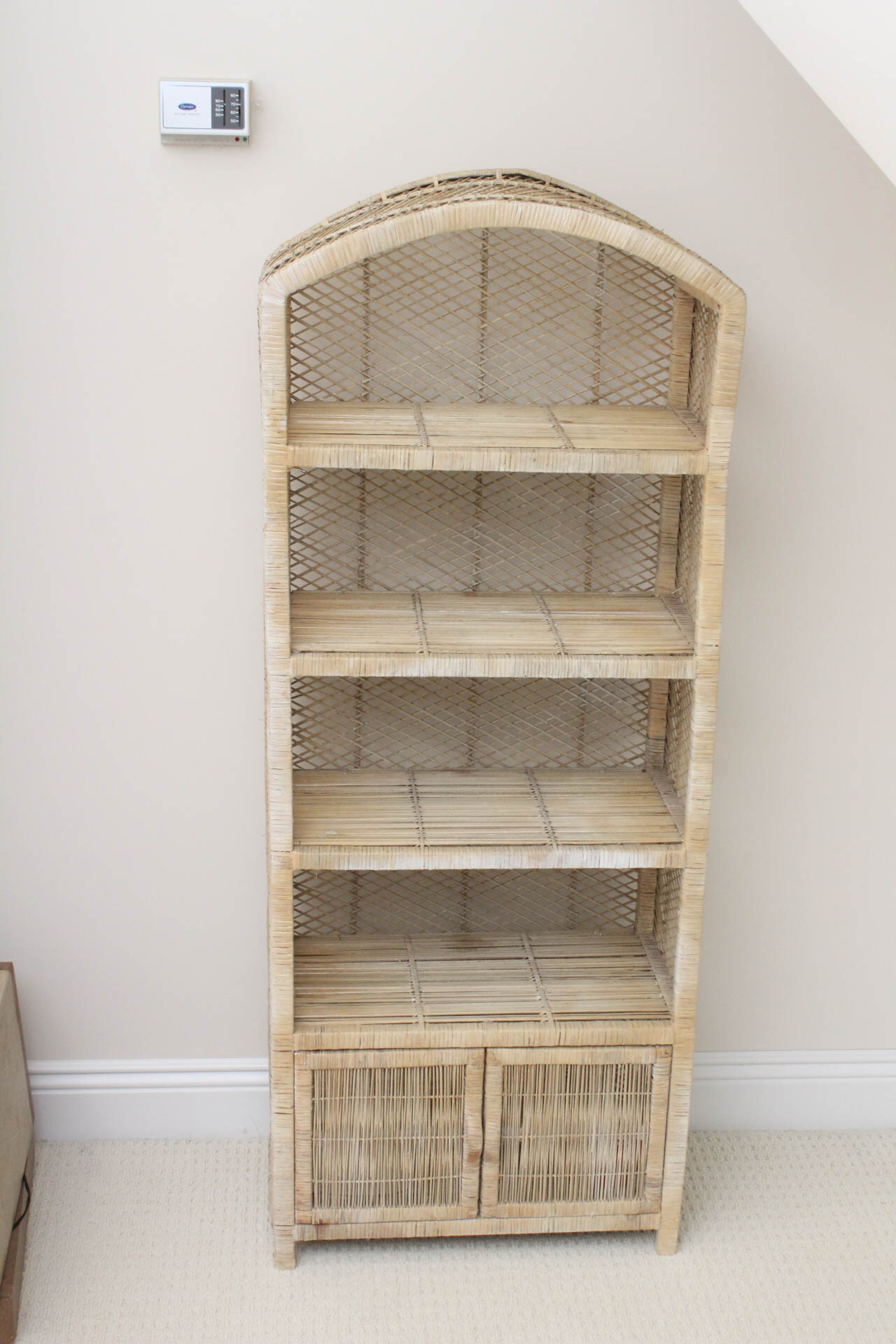 Woven Cane Bookcase Cabinet
