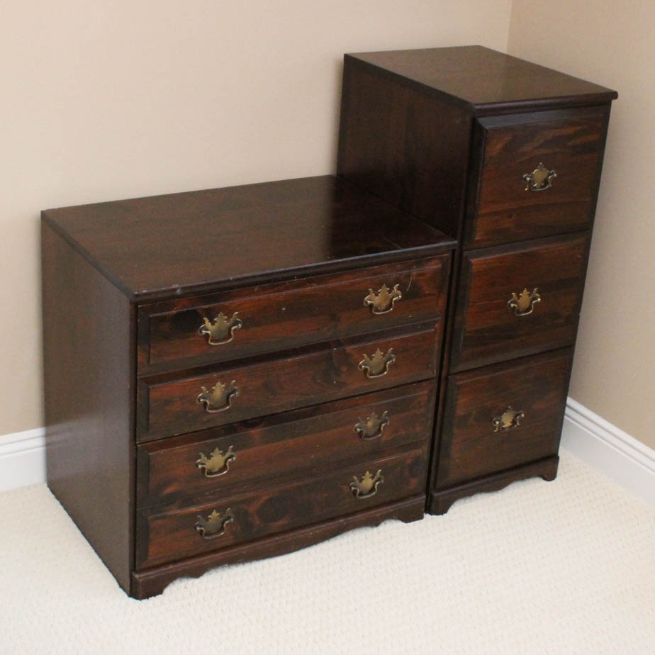 Pair of Pine Wood Filing Cabinets by Yeild House