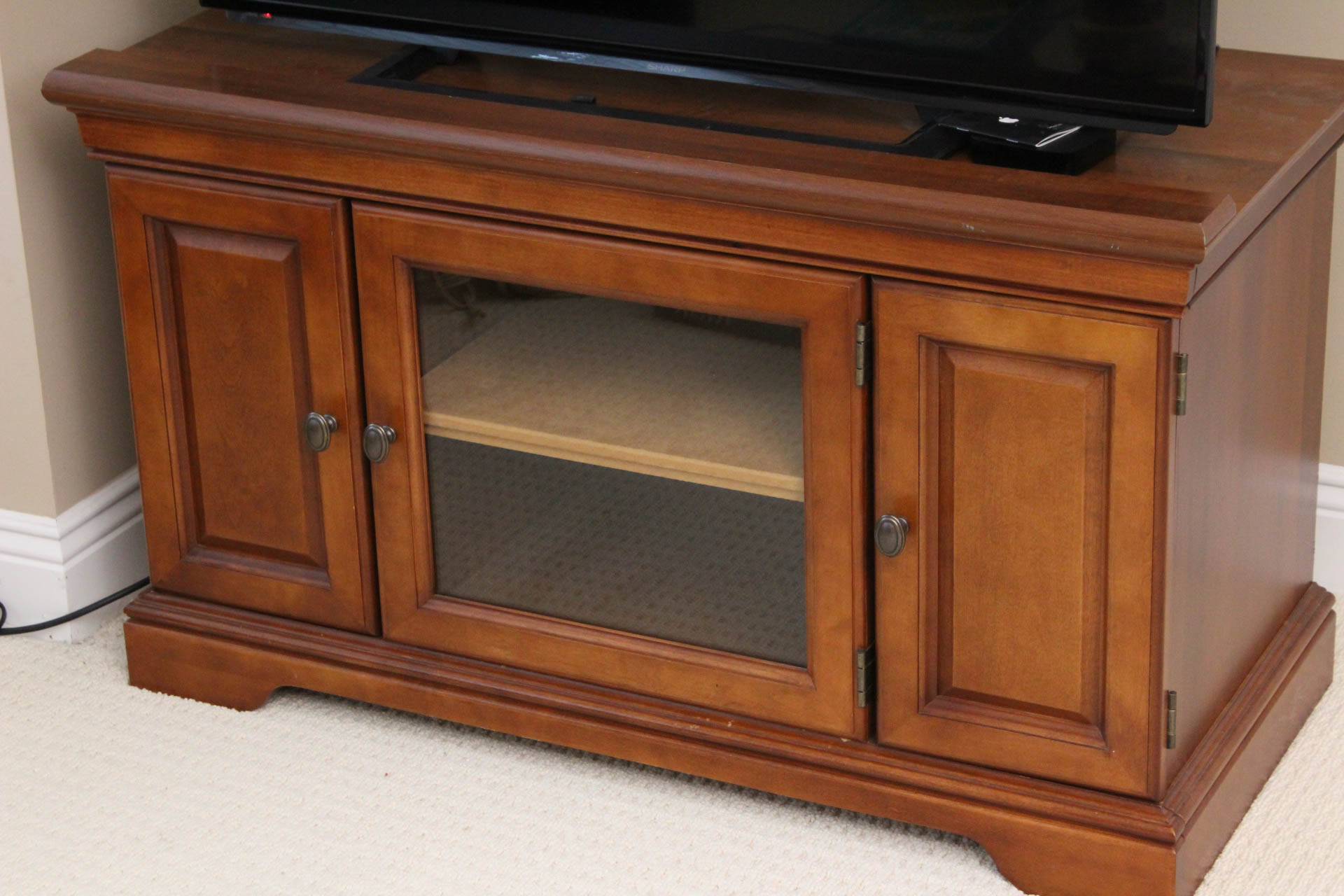 Glass Front Wooden Credenza