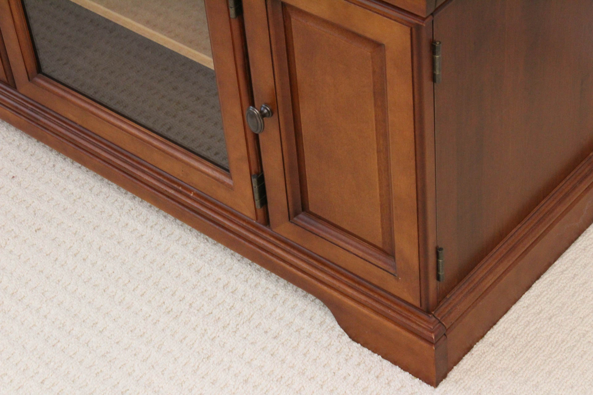 Glass Front Wooden Credenza