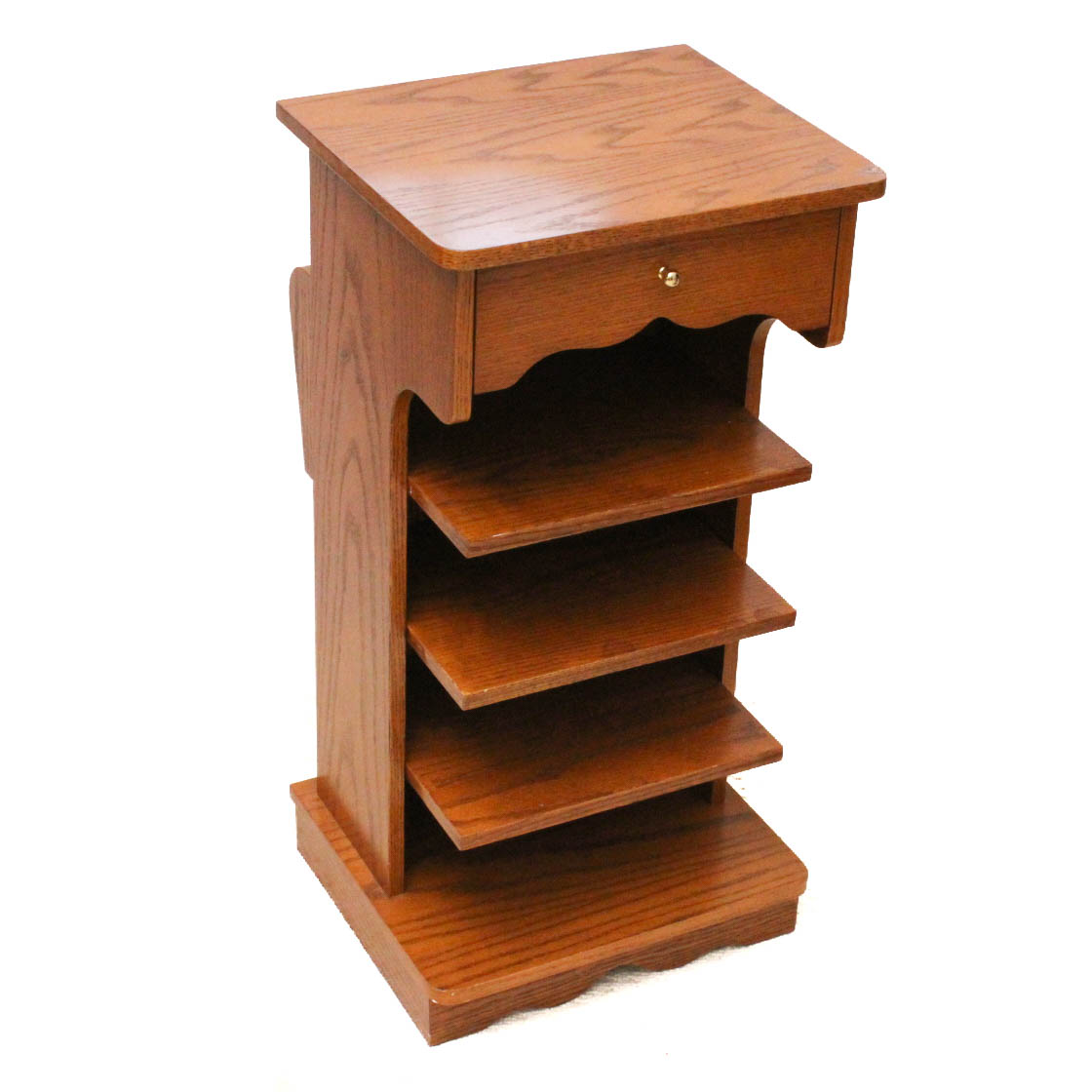 Oak Magazine Rack and Display Table