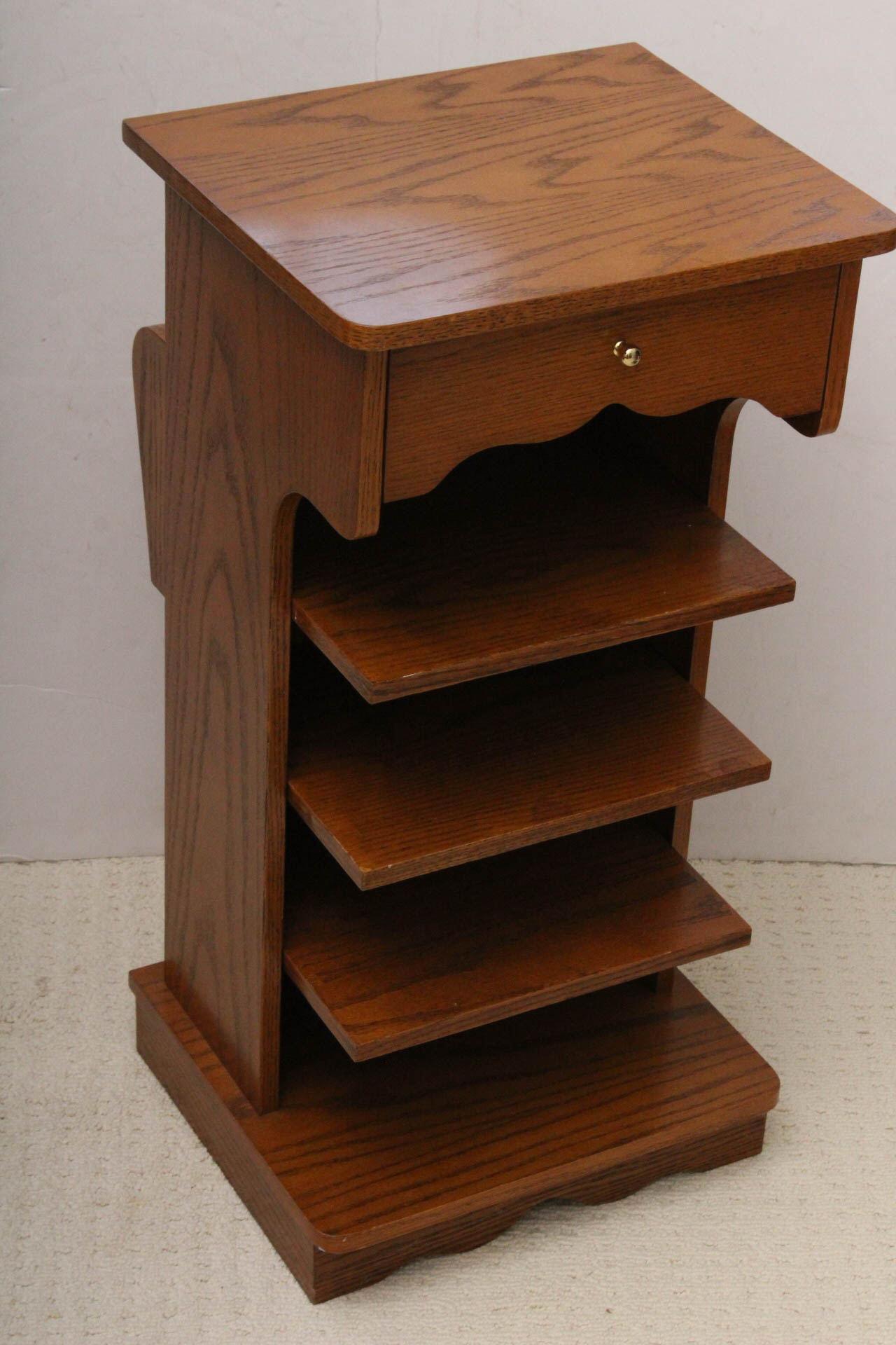 Oak Magazine Rack and Display Table