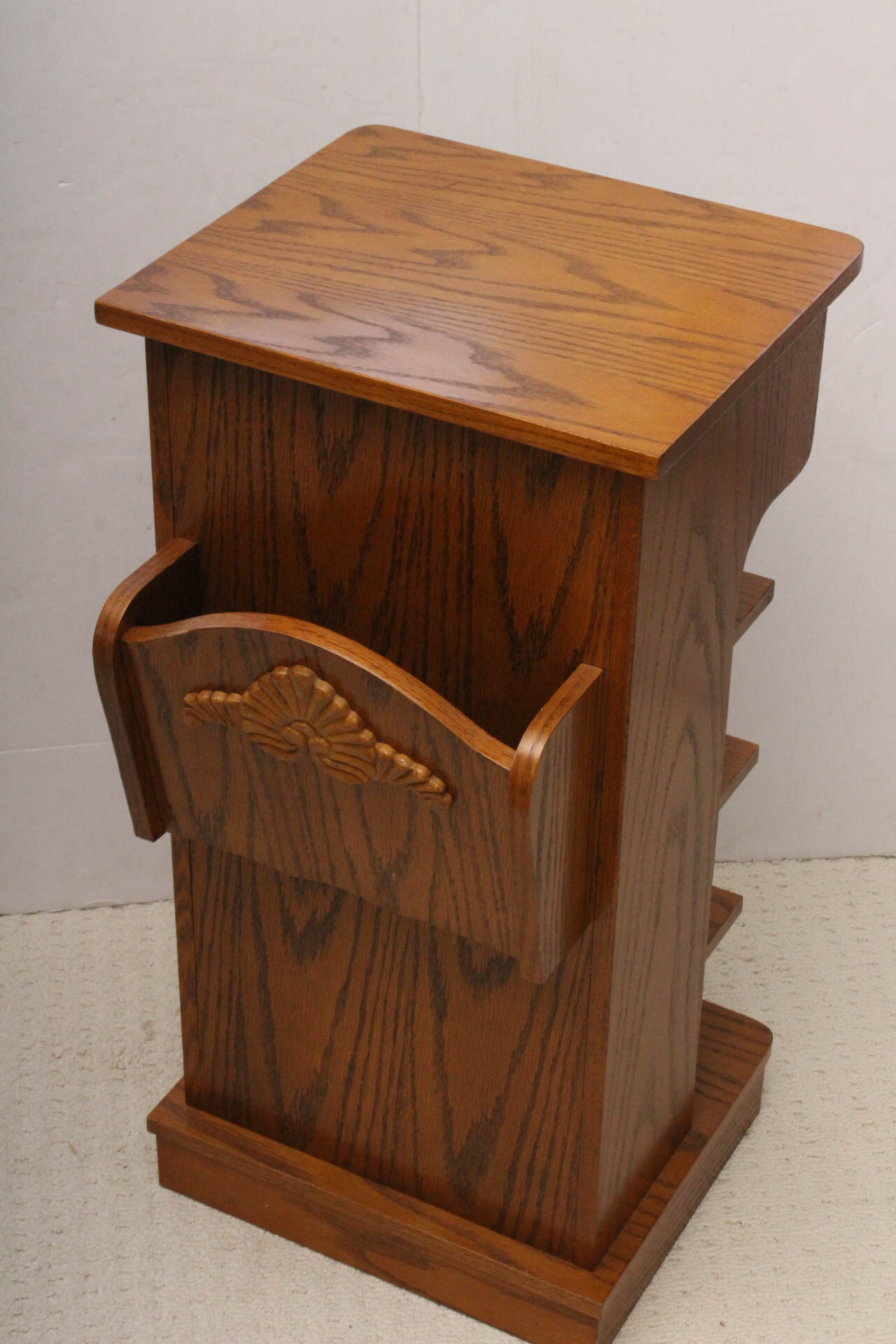Oak Magazine Rack and Display Table