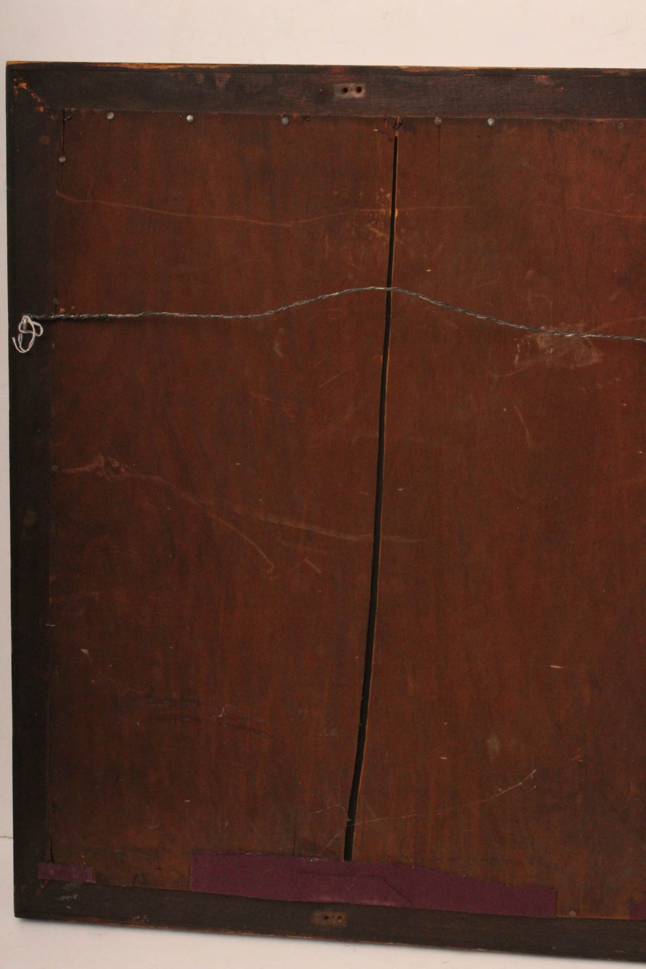 Antique Mahogany Veneer Wood Frame Wall Mirror