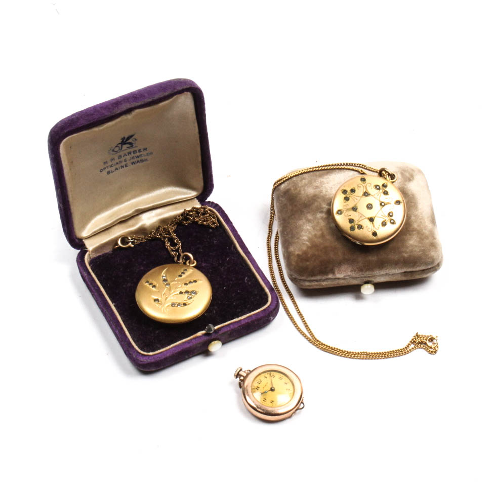 Vintage Elgin Pocket Watch with Lockets