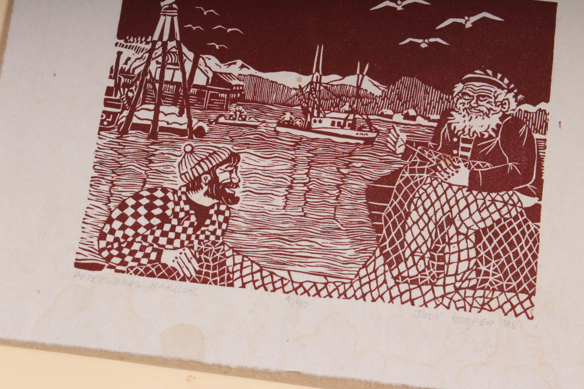 Pair of Judy Cooper Limited Edition Linocut Prints