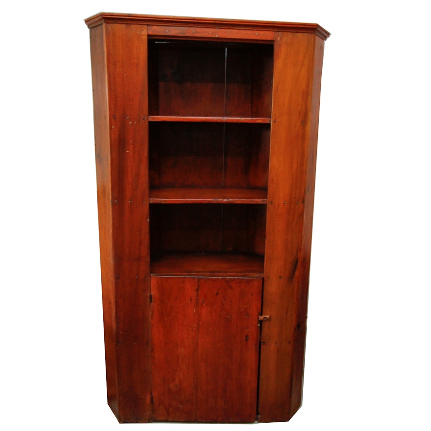 Antique  Southern Poplar Corner Cabinet