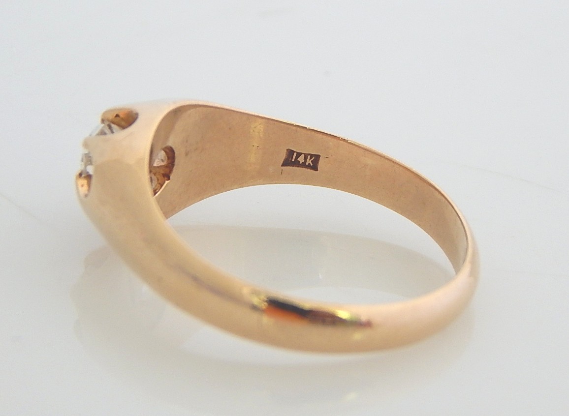 14K Yellow Gold Diamond Belcher Ring