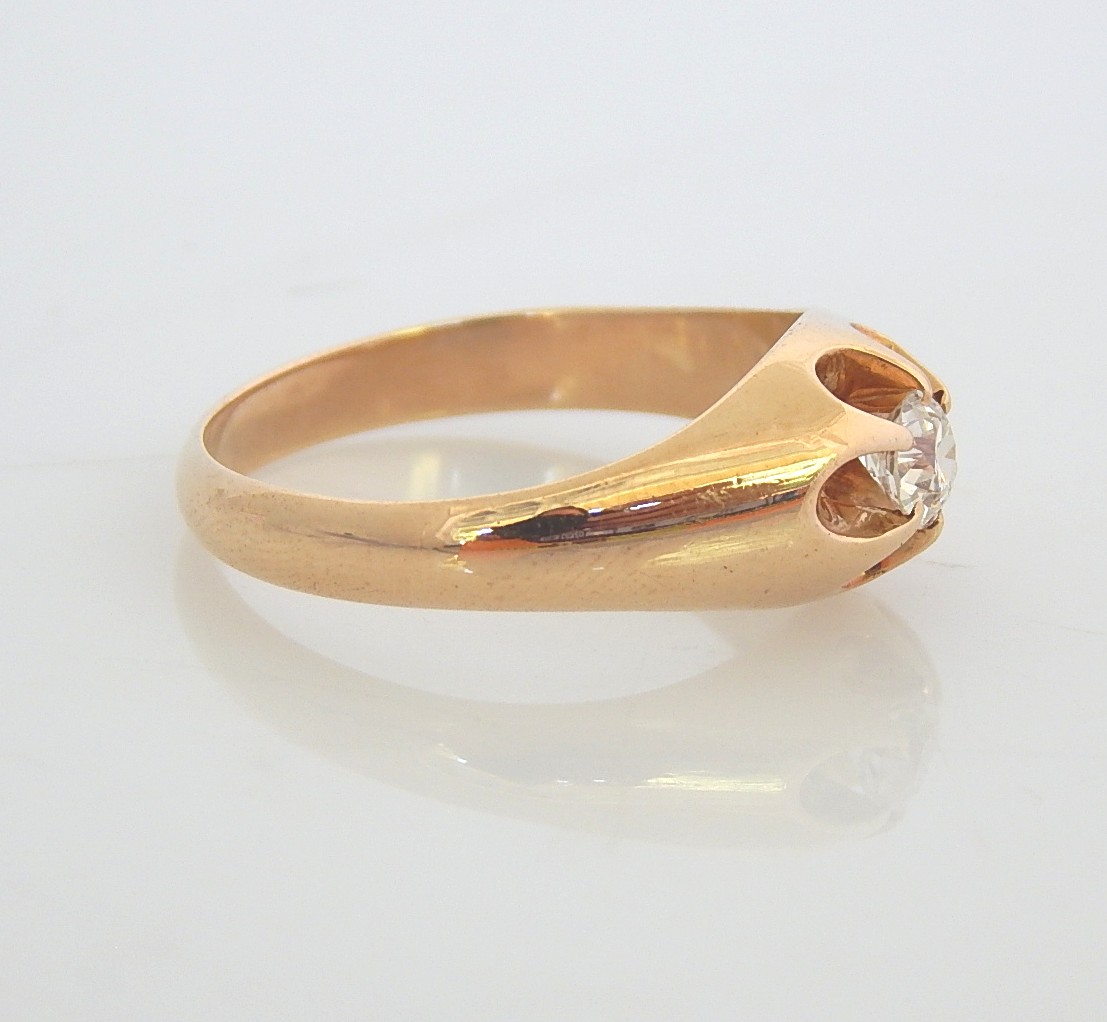 14K Yellow Gold Diamond Belcher Ring
