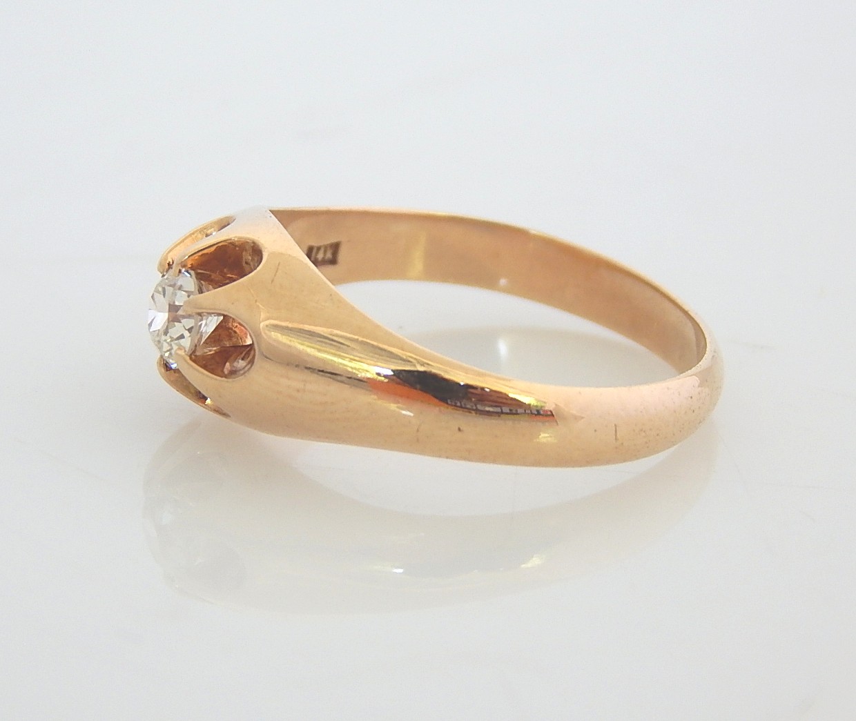 14K Yellow Gold Diamond Belcher Ring