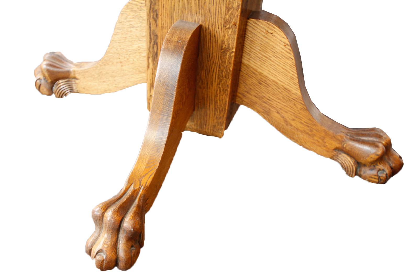 Vintage Oak Pedestal Dining Table with Three Leaves