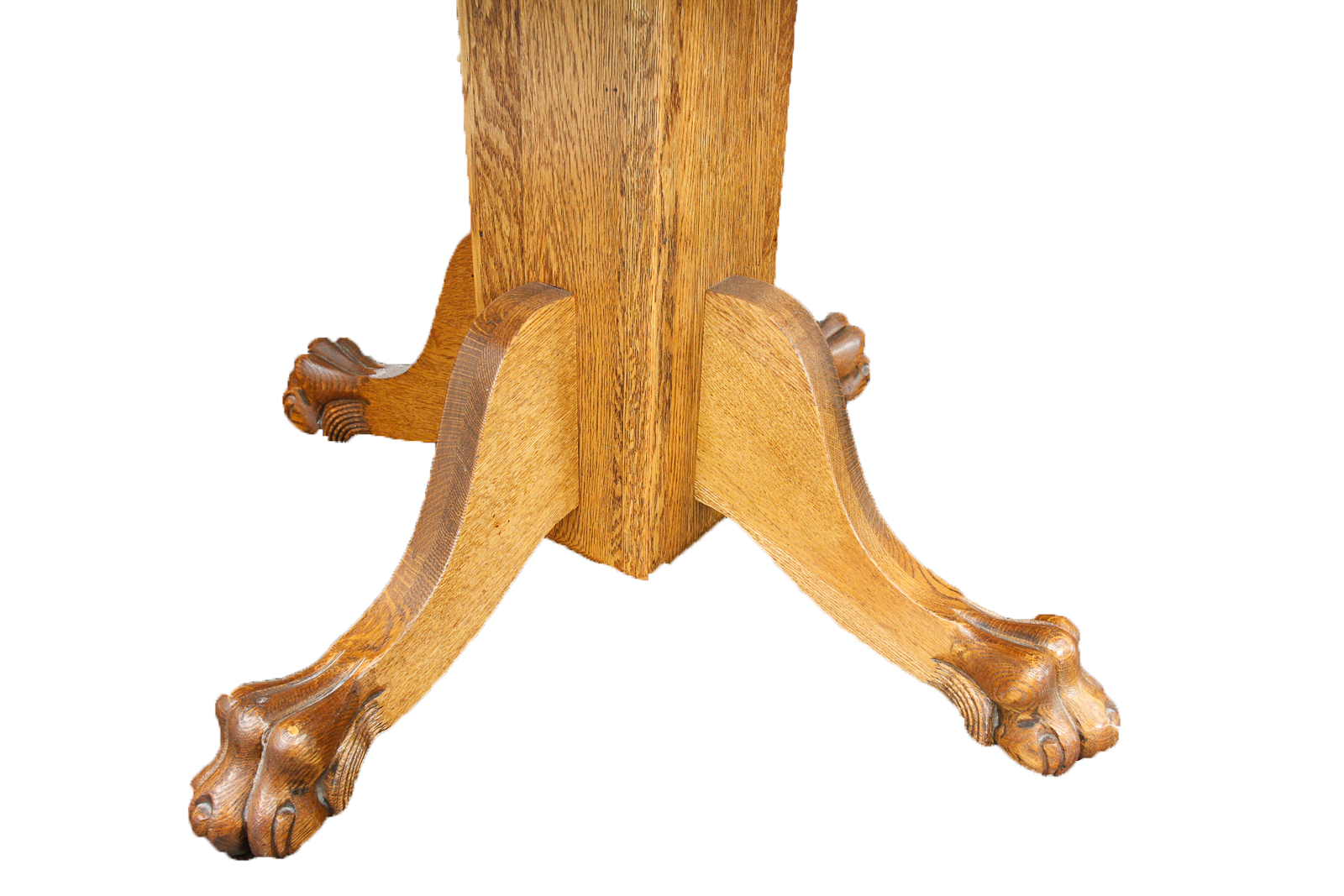 Vintage Oak Pedestal Dining Table with Three Leaves