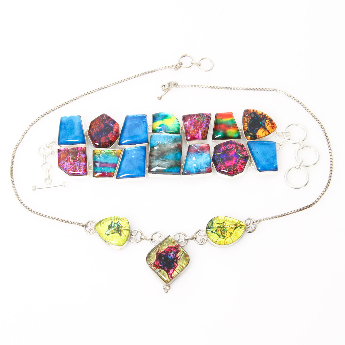 Sterling Silver and Art Glass Jewelry