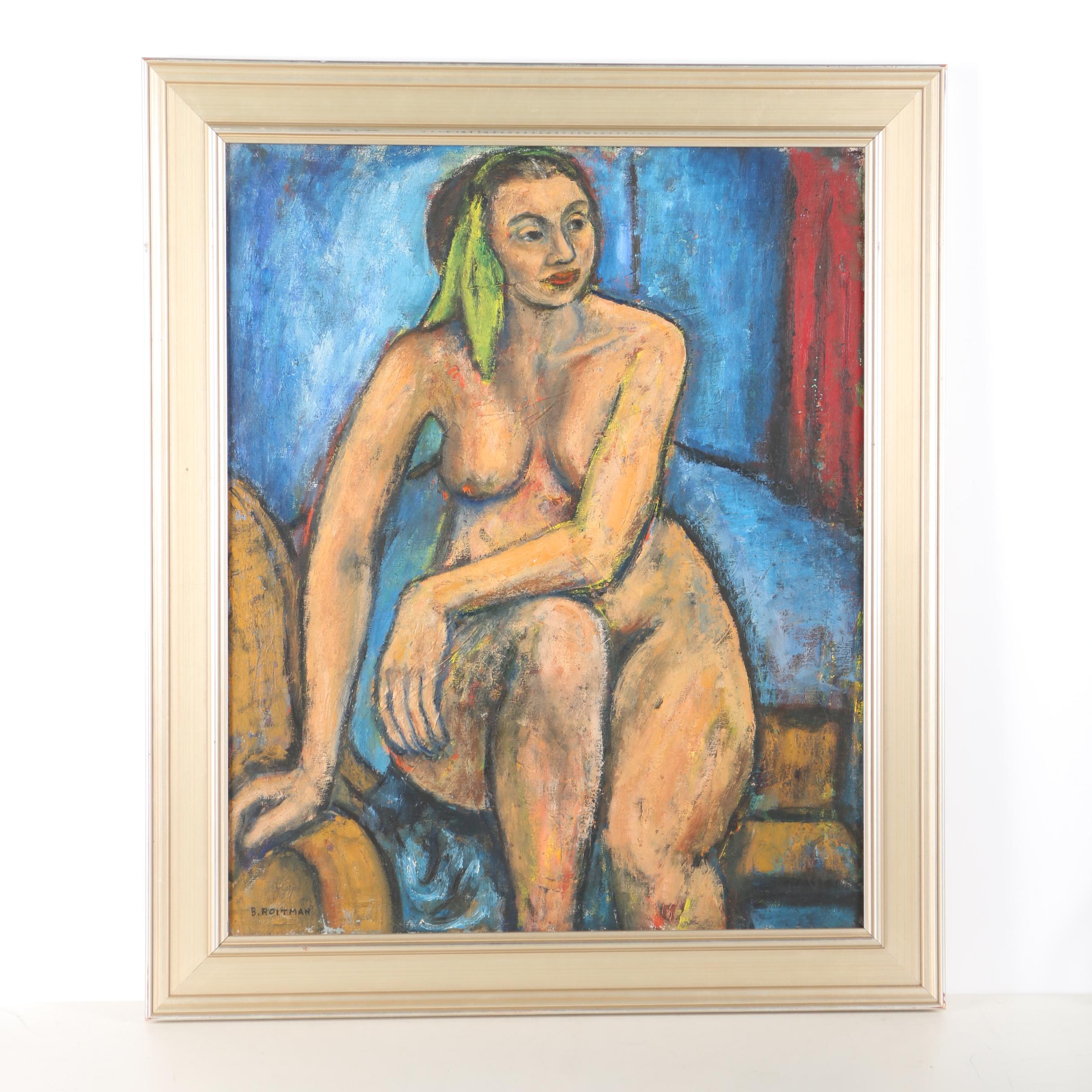 Beatrice Roitman Oil Painting "Seated Nude Woman"
