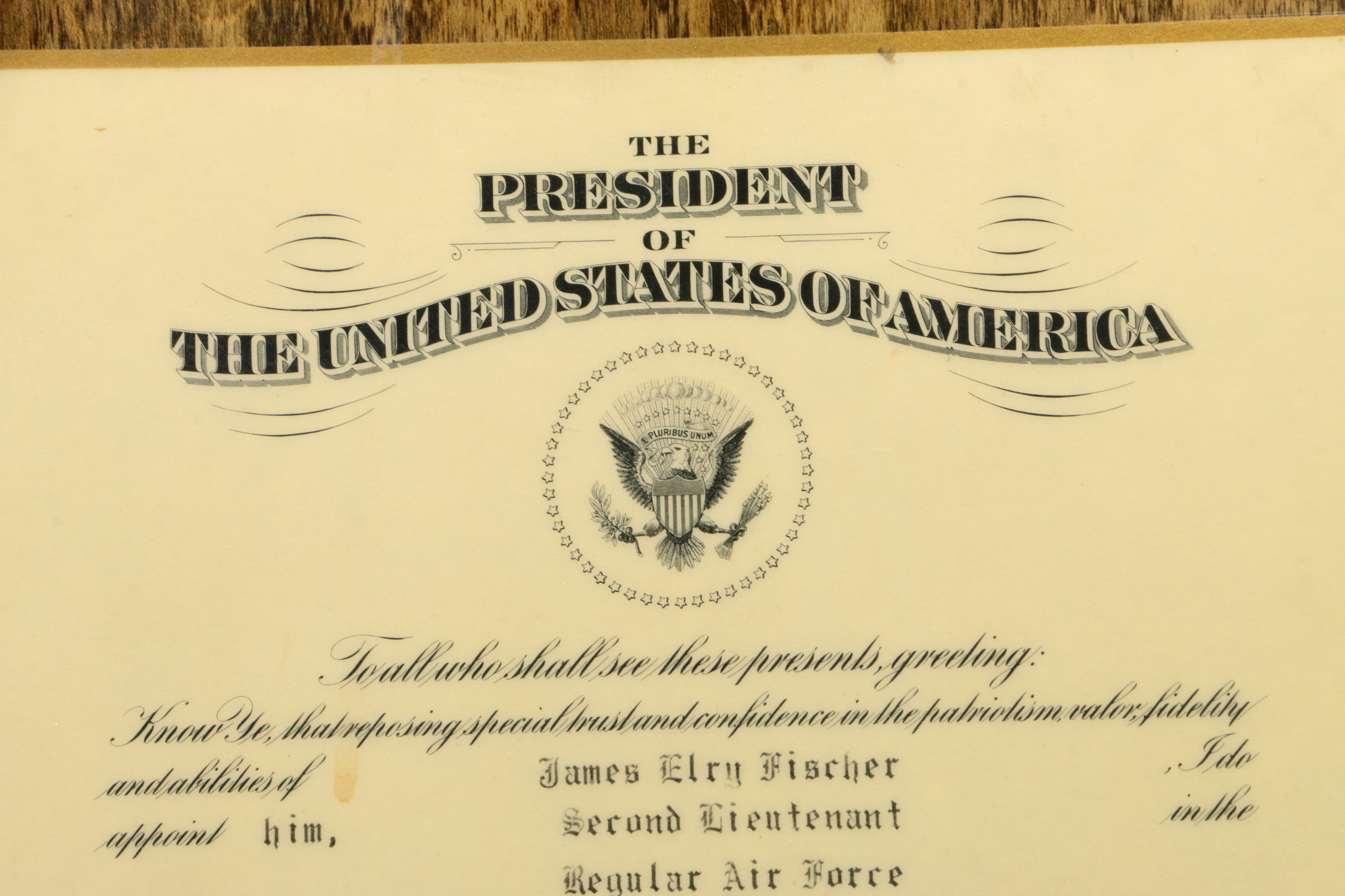 1952 Air Force Rank Promotion Certificate