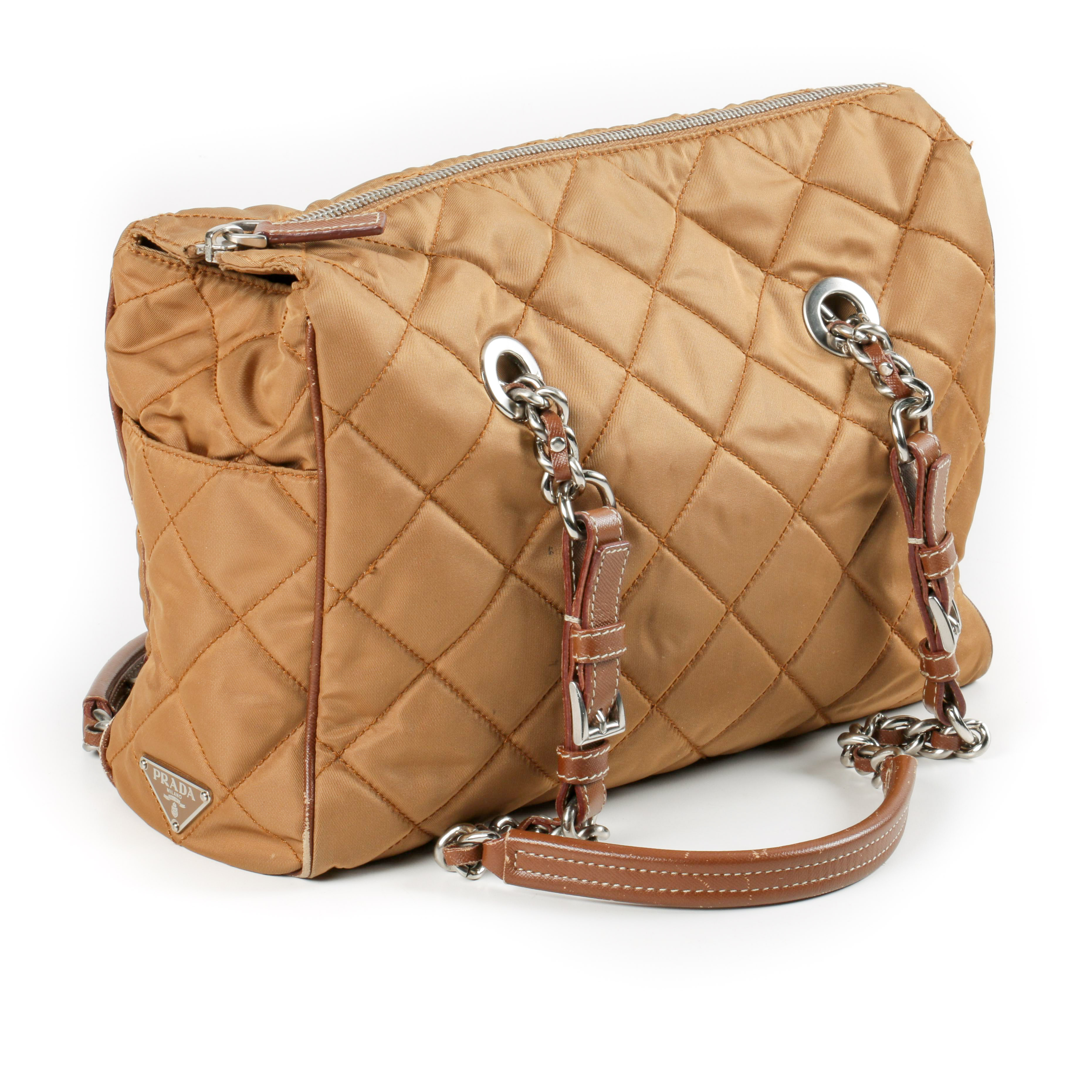 Prada Quilted Nylon Shoulder Duffle