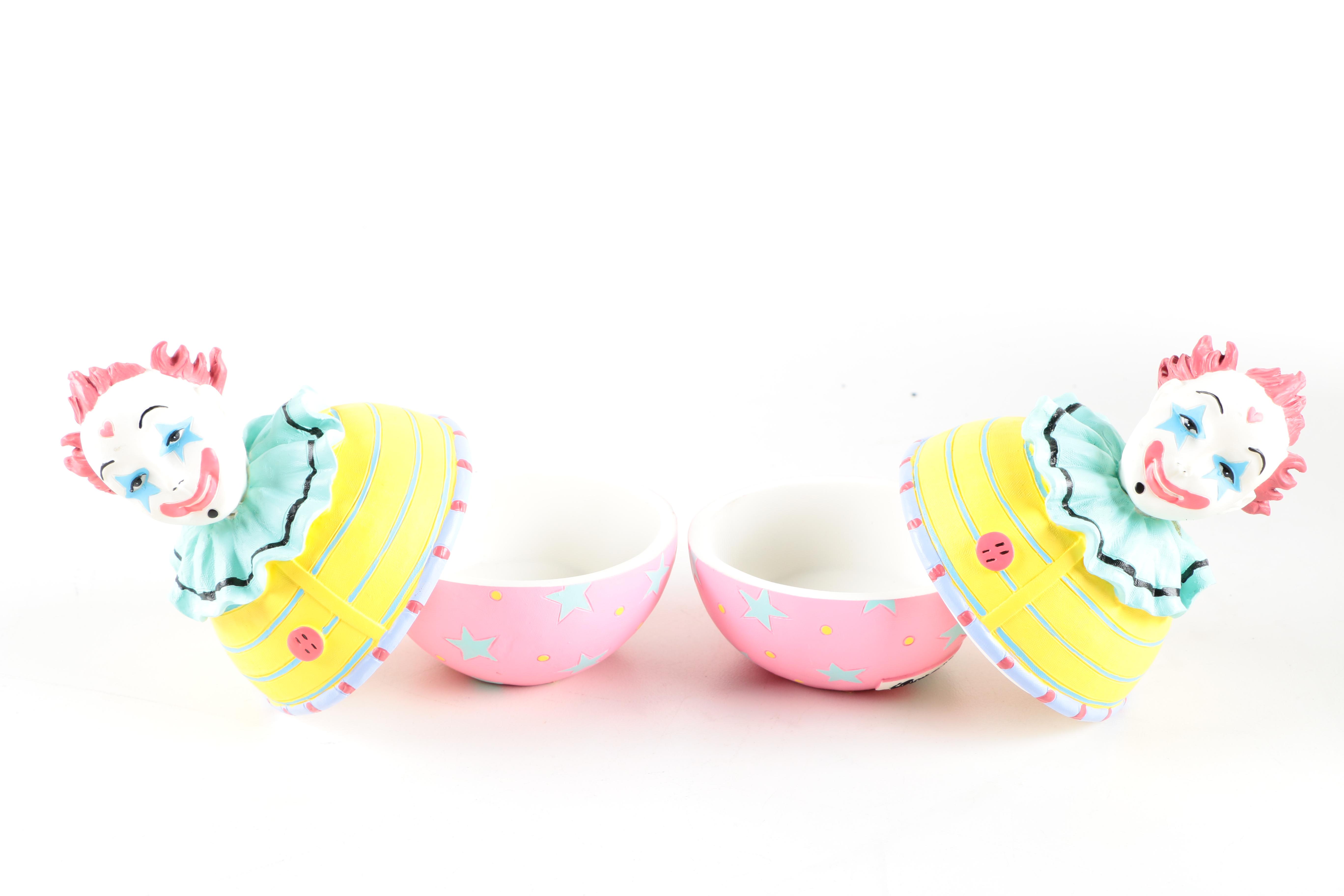 Clown Figural Jars and Music Boxes