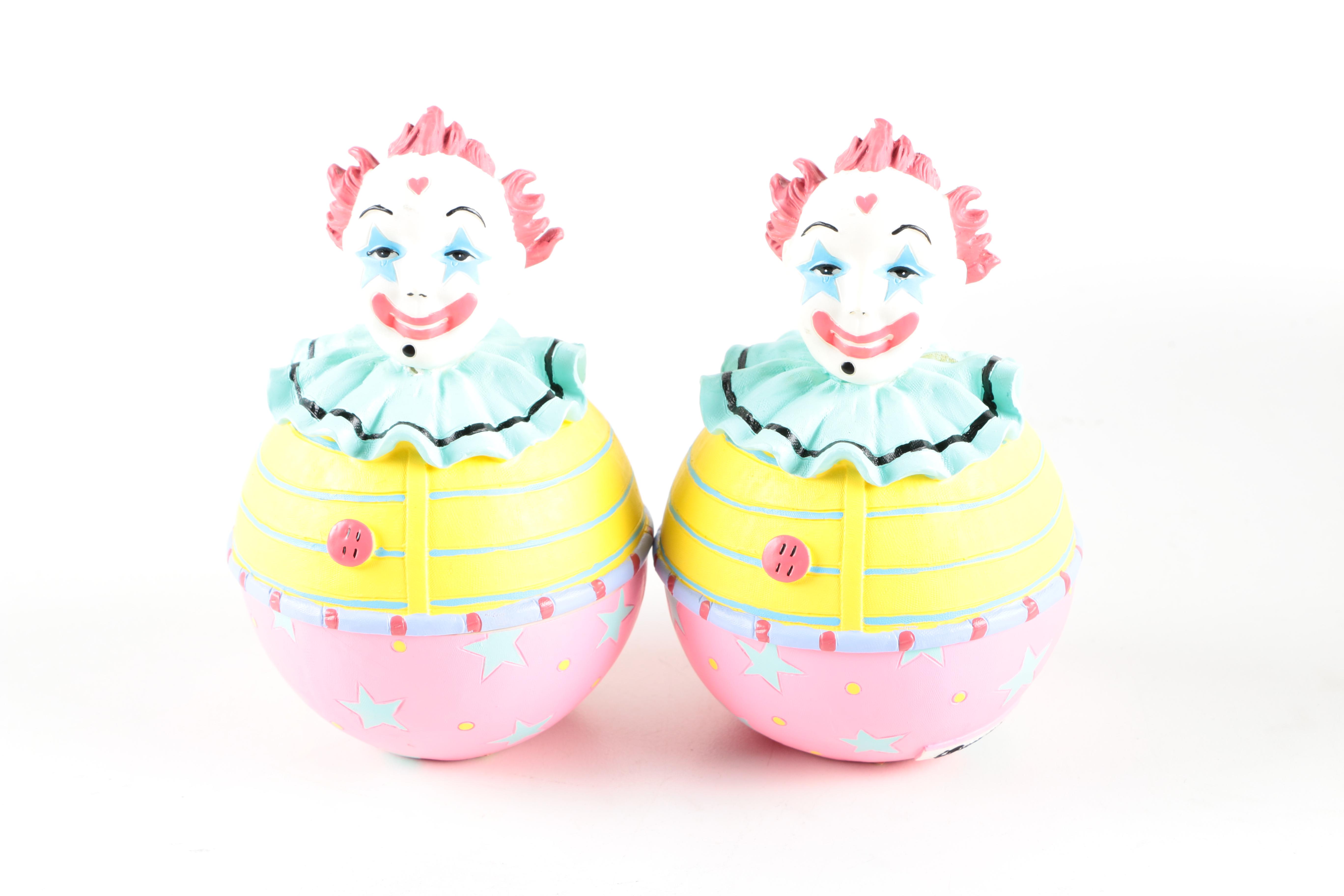 Clown Figural Jars and Music Boxes