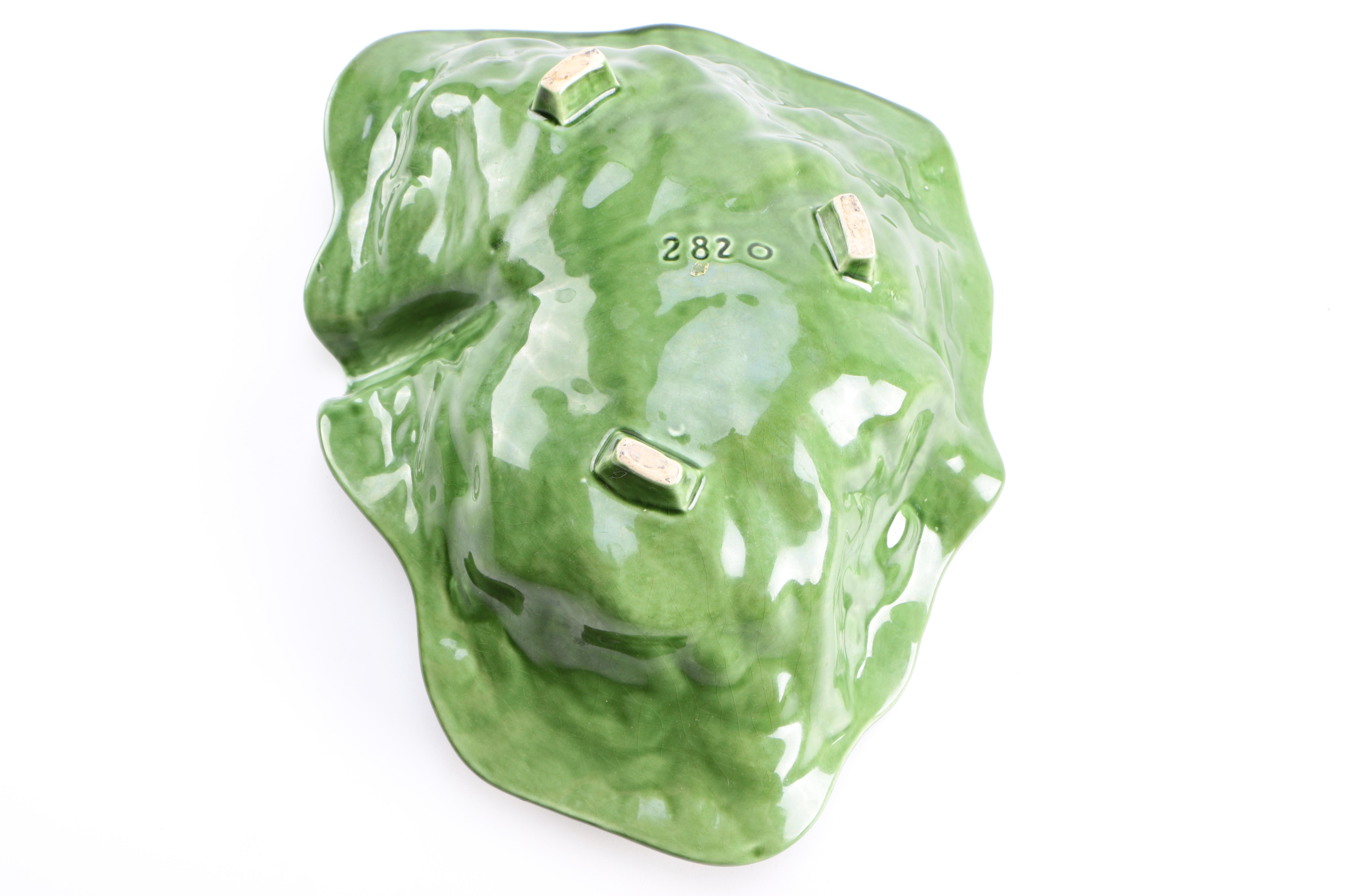 Green Ceramic Cabbage Leaf Dishes Including Vietri From Italy