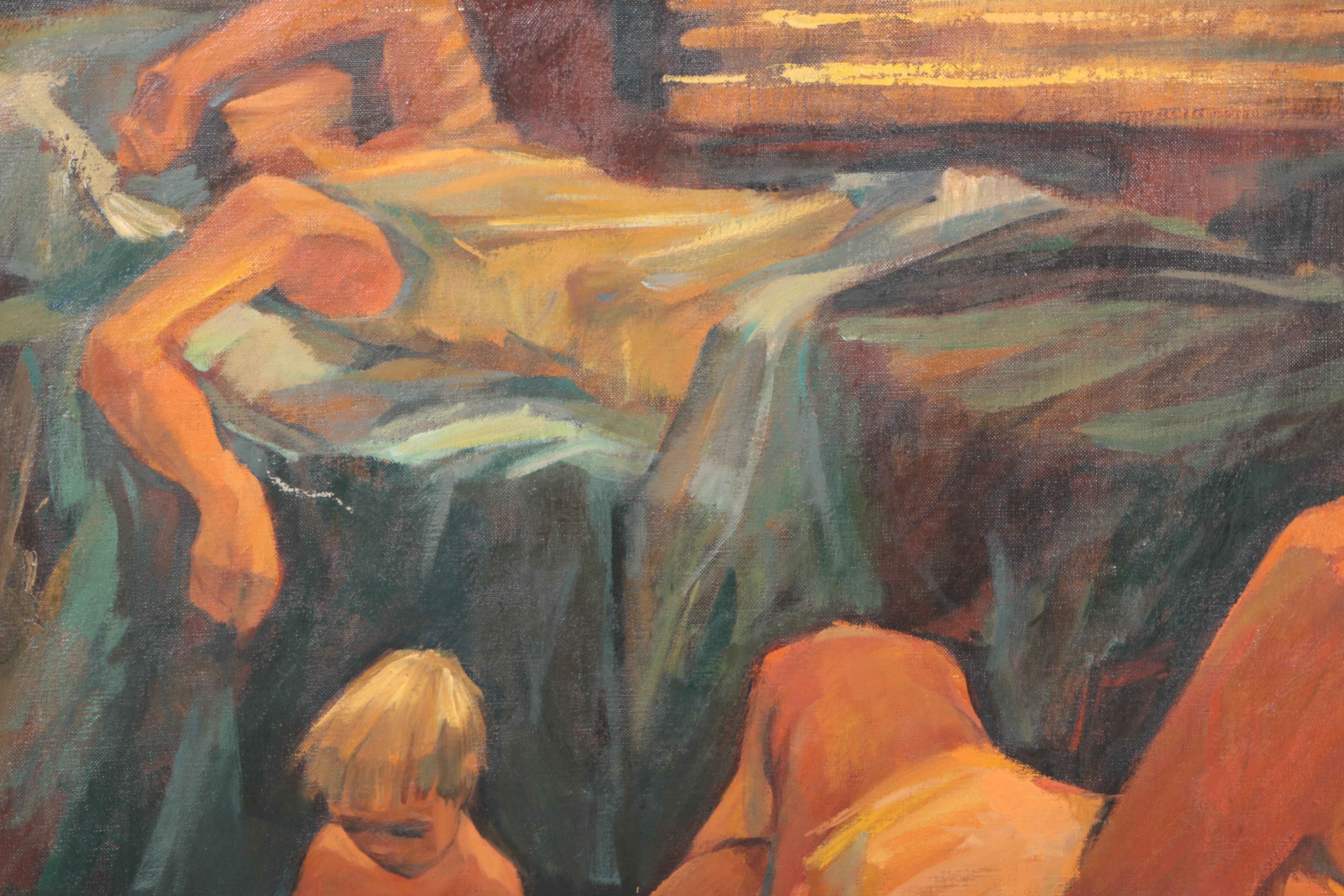 George Michaud Oil Painting on Canvas of Family