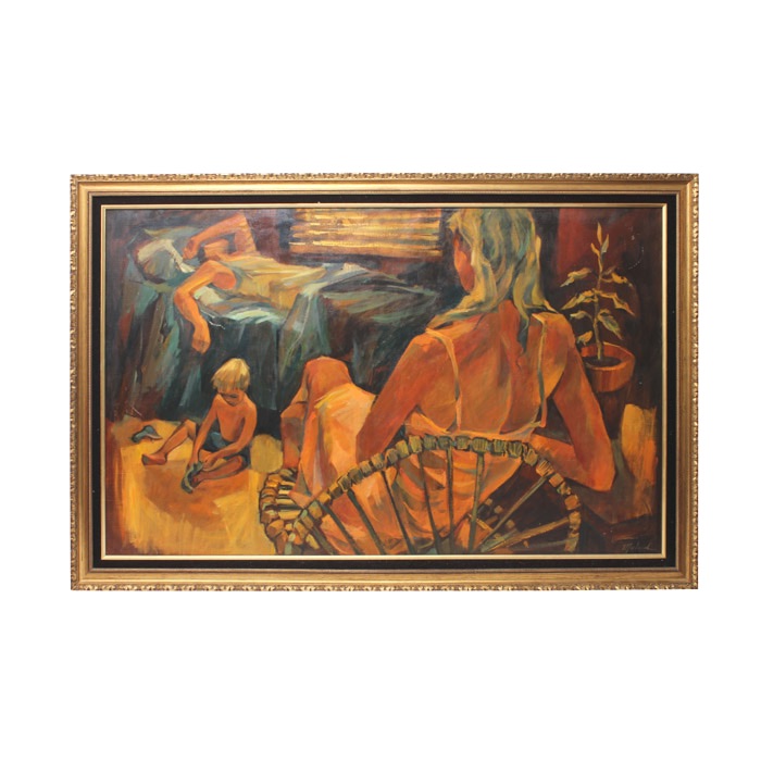 George Michaud Oil Painting on Canvas of Family