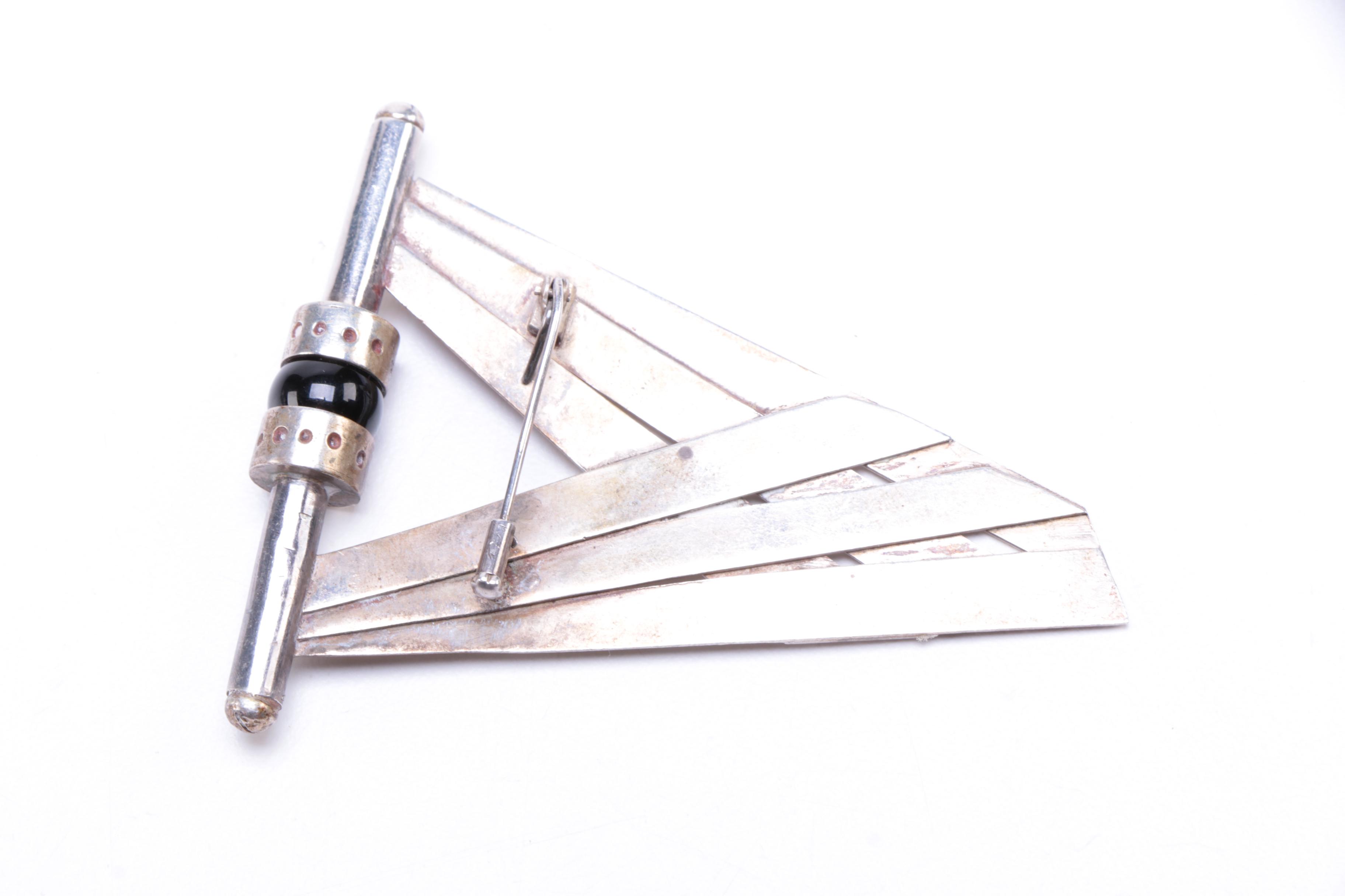 Jan Suchodolski Modernist Brooch and Assorted Sterling Jewelry