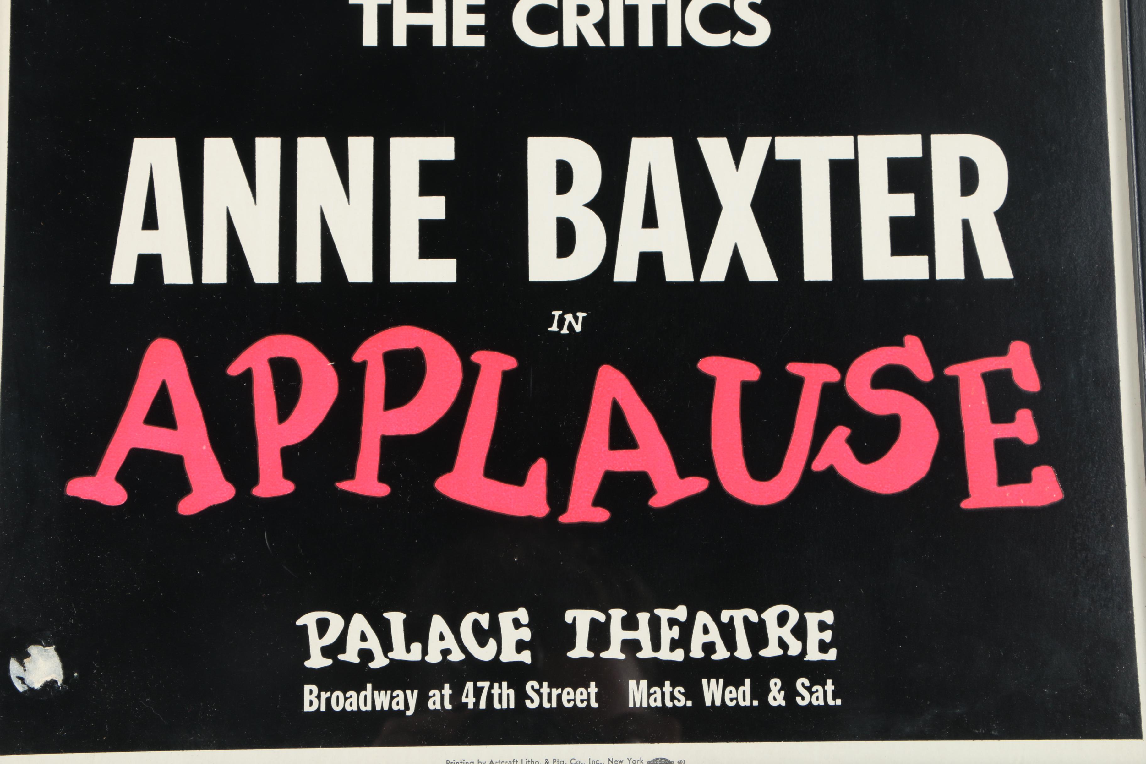1970s Broadway Poster for Anne Baxter in "Applause"