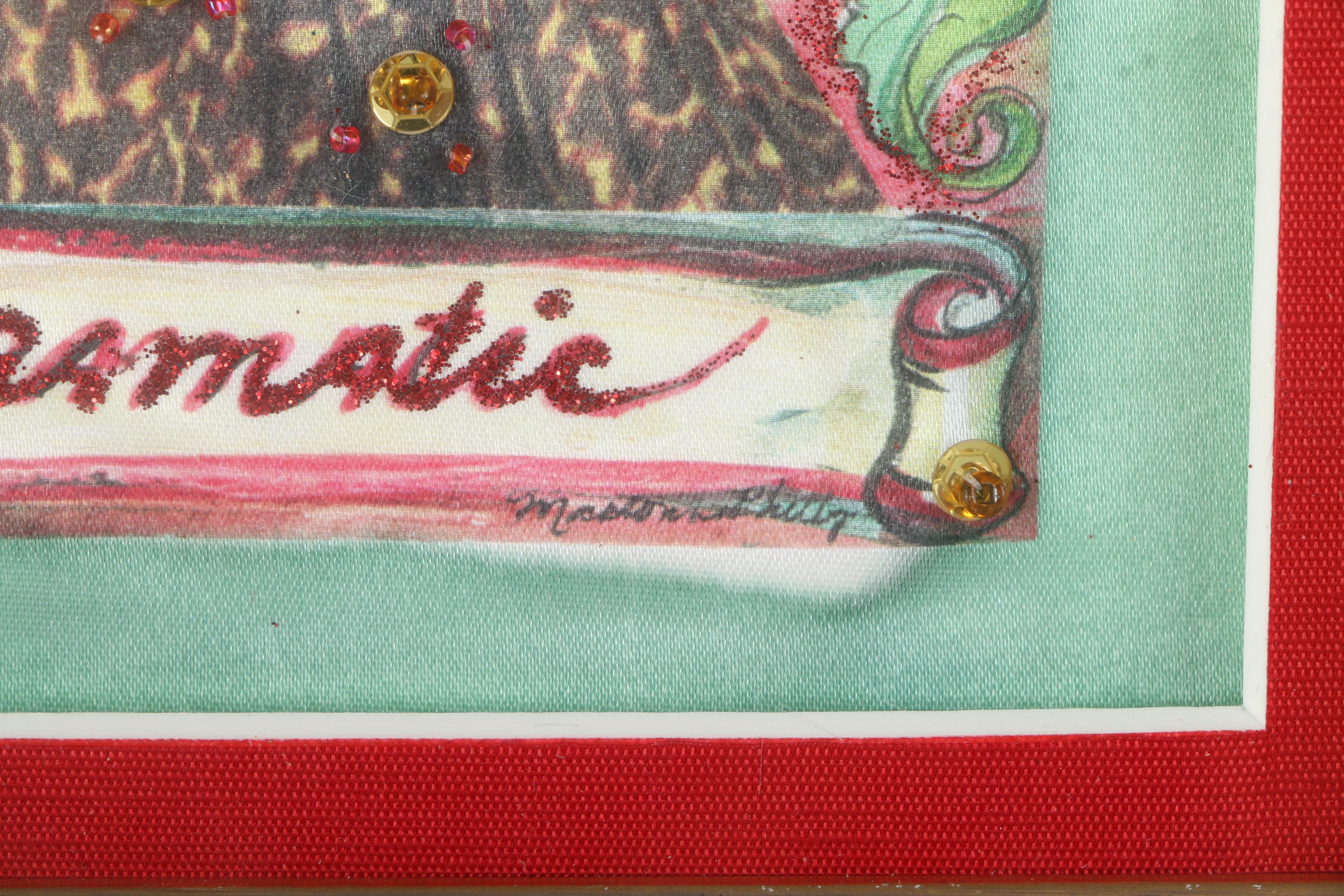 Mixed Media Collaged Portrait on Silk "Miss Dramatic"