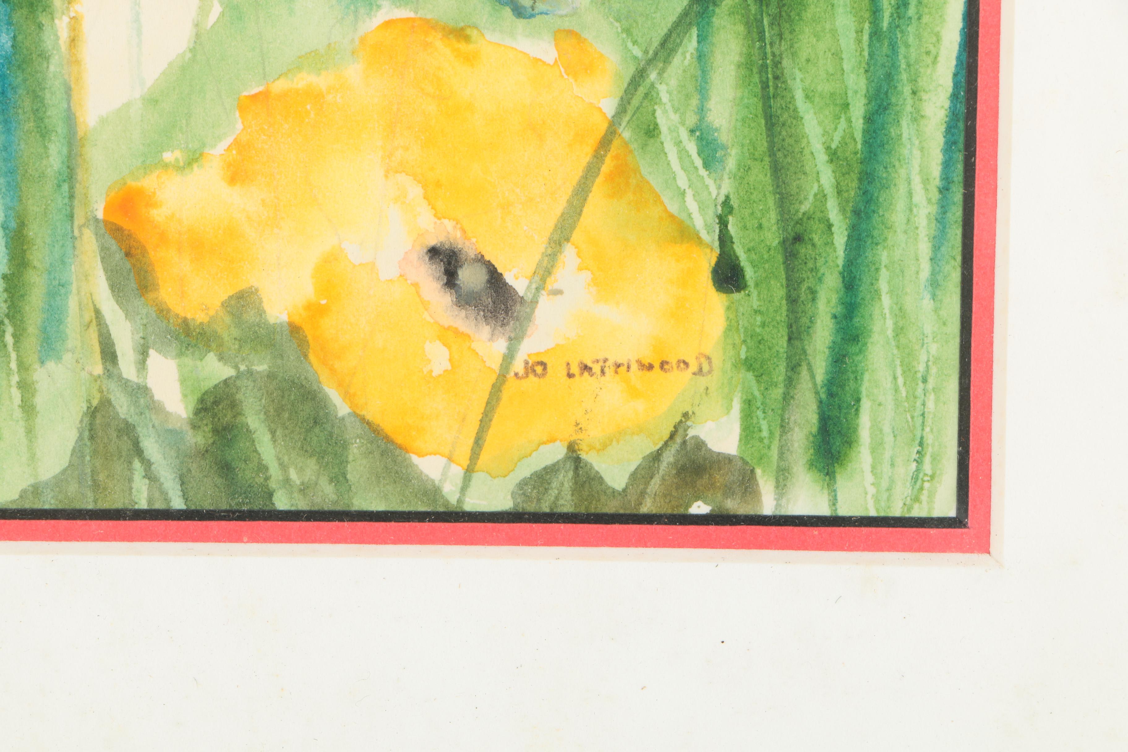 Jo Lathwood Watercolor of a Field of Flowers