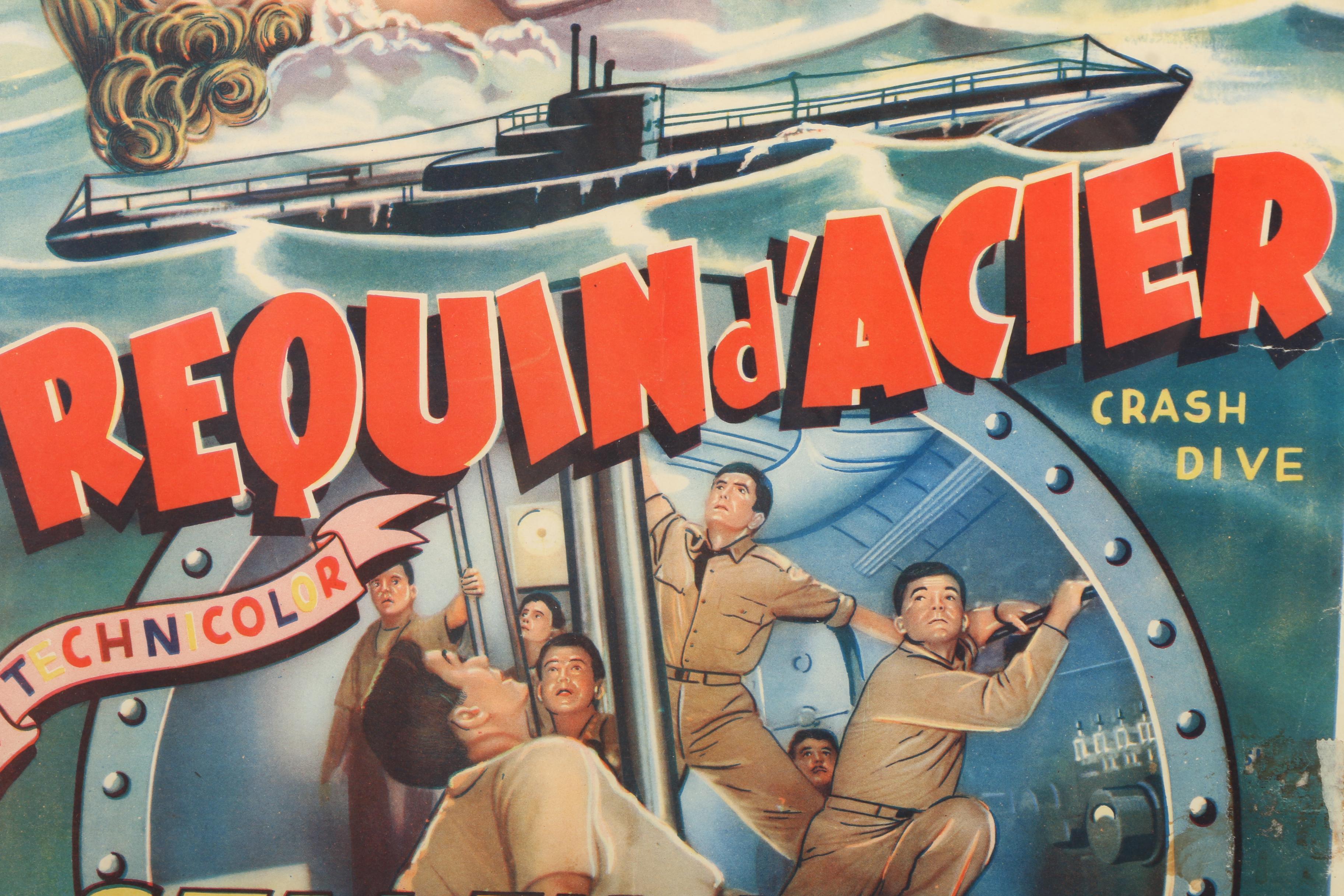 1940s Belgian Poster for "Crash Dive"/"Requin d'Acier"/"Stalen Haaien"