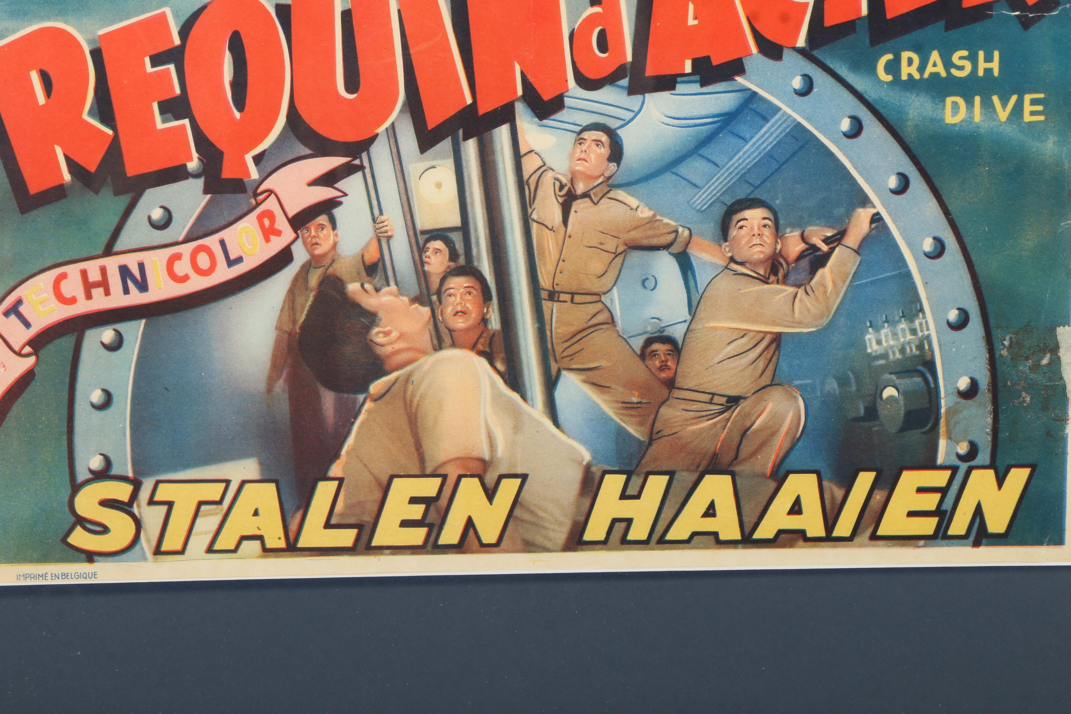 1940s Belgian Poster for "Crash Dive"/"Requin d'Acier"/"Stalen Haaien"